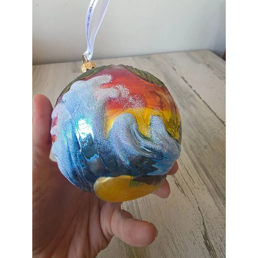 Surfer Hawaiian glass glitter ball ornament‎ remember Xmas tree large unique